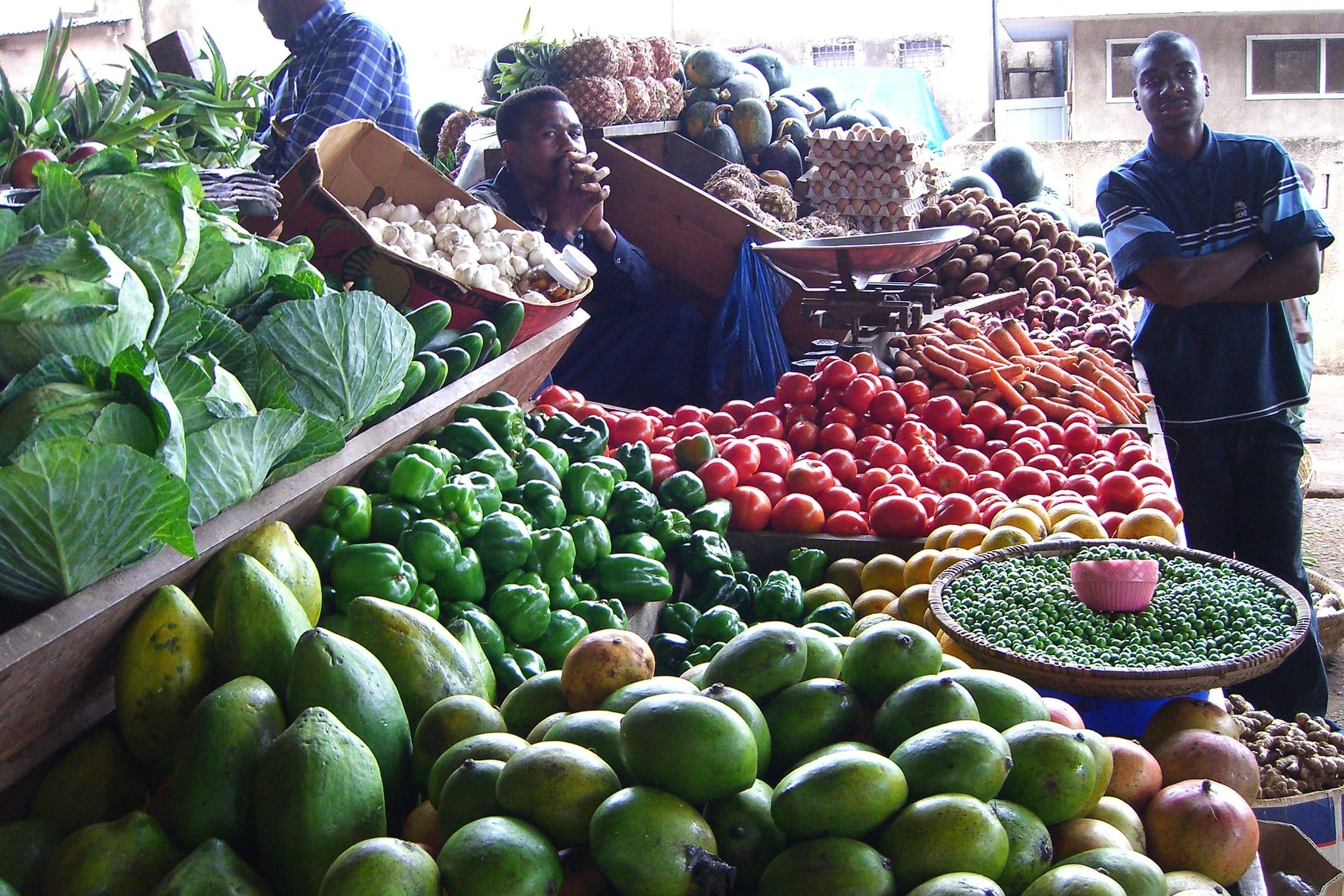 Fresh fruits and vegetables at a market in Moshi