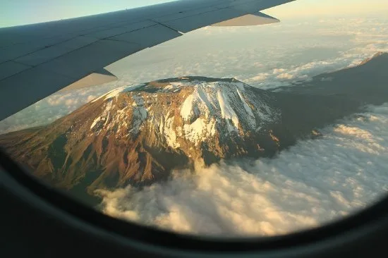 What Kilimanjaro looks like from the top of an aeroplane's aerial view