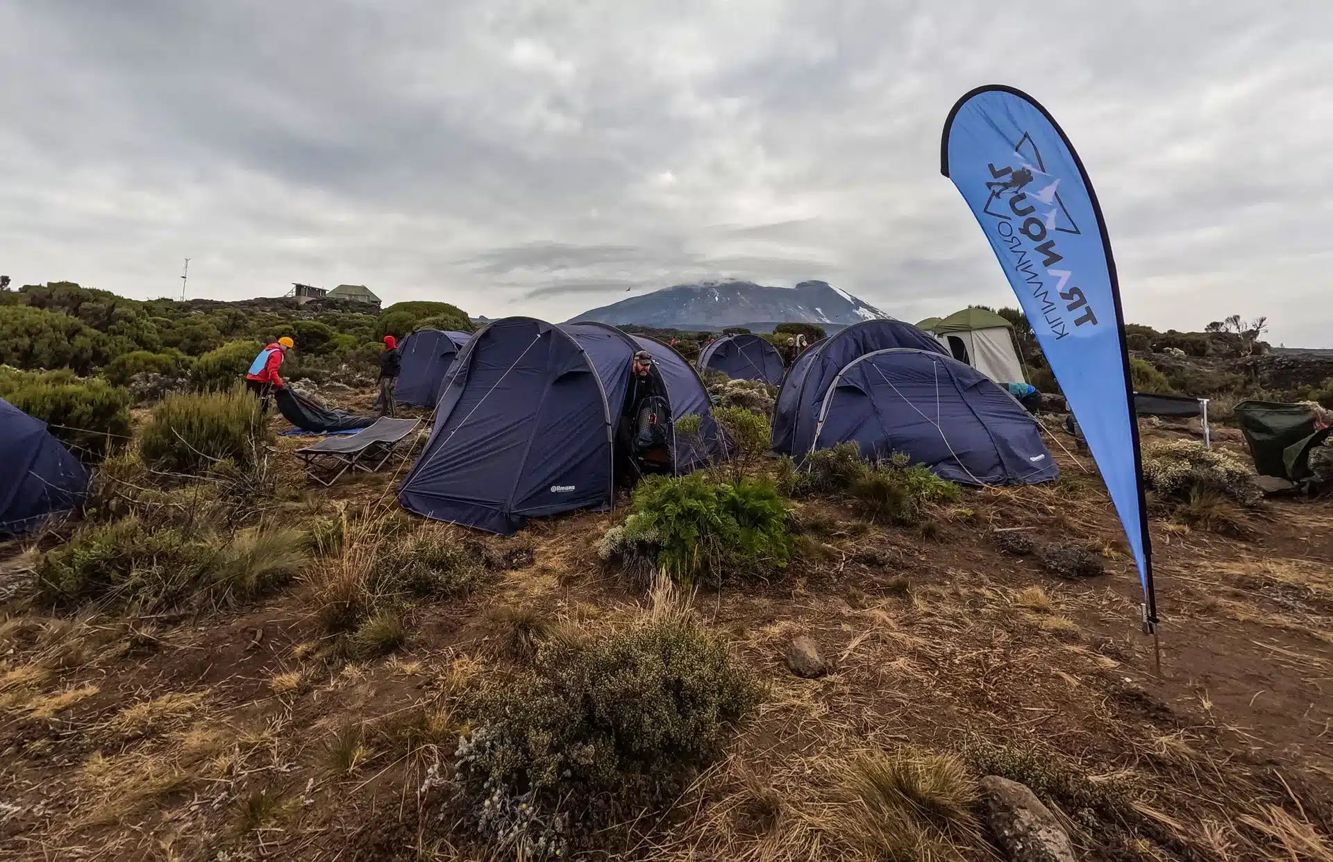 Walk-in tent and cot for trekking Kilimanjaro