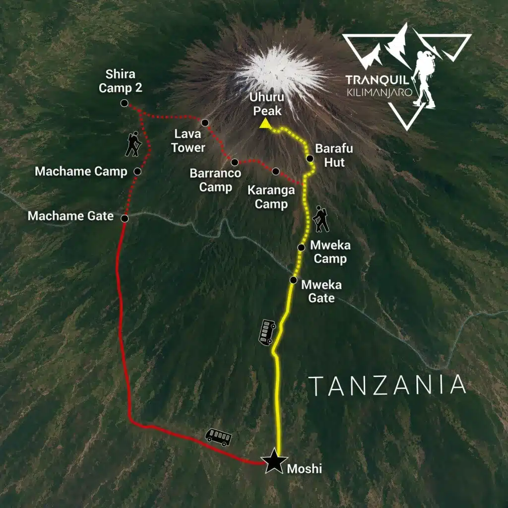 Mweka Route Map