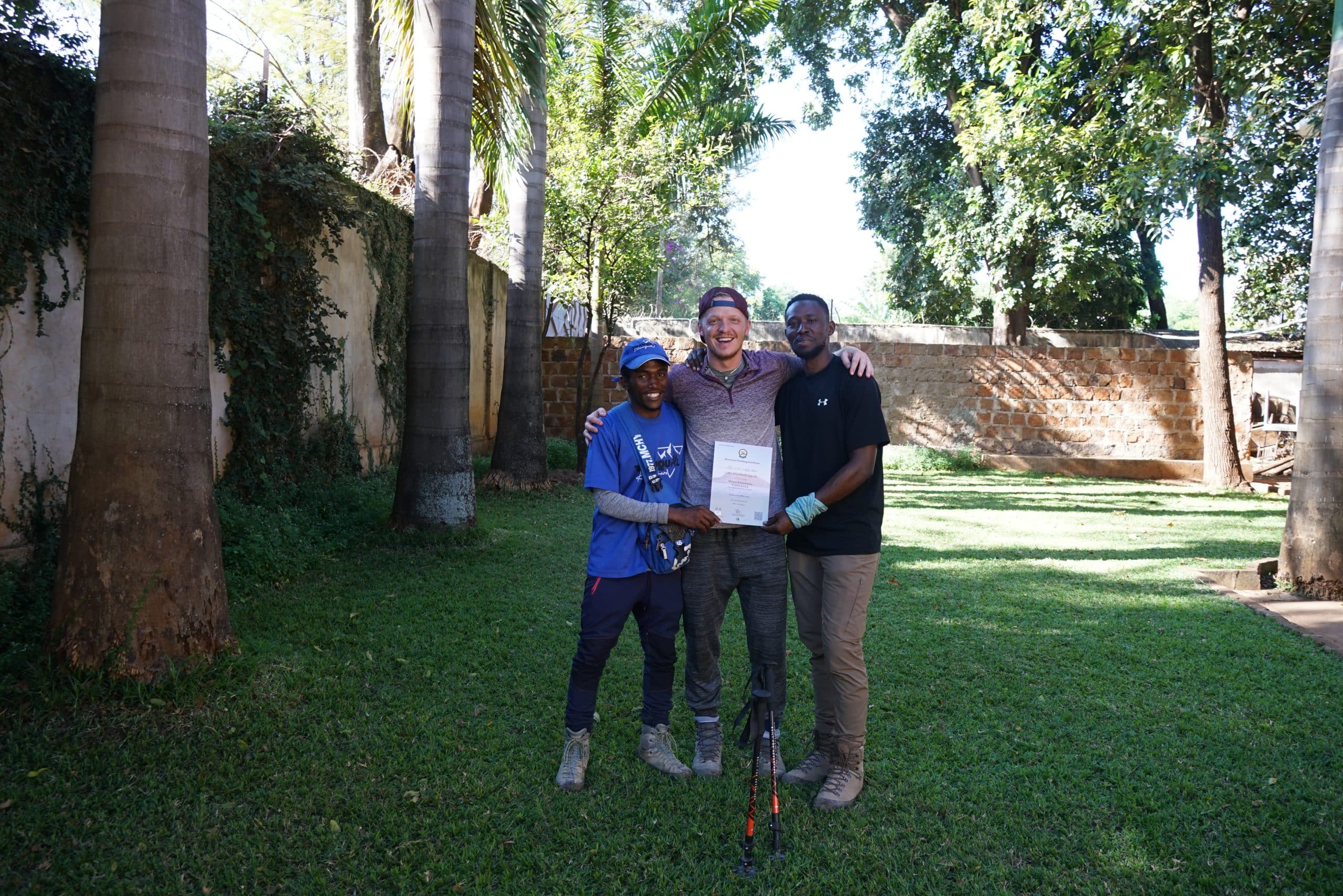 receiving Kilimanjaro certificate