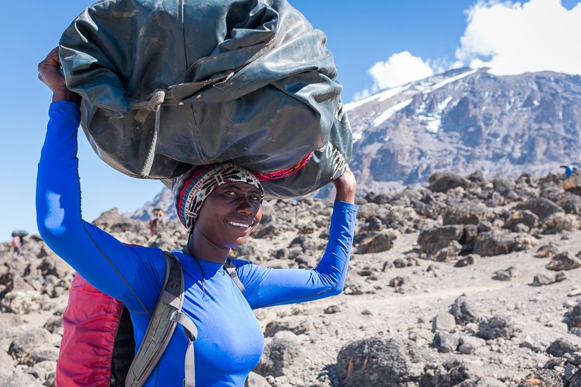 Kilimanjaro female guides and porters