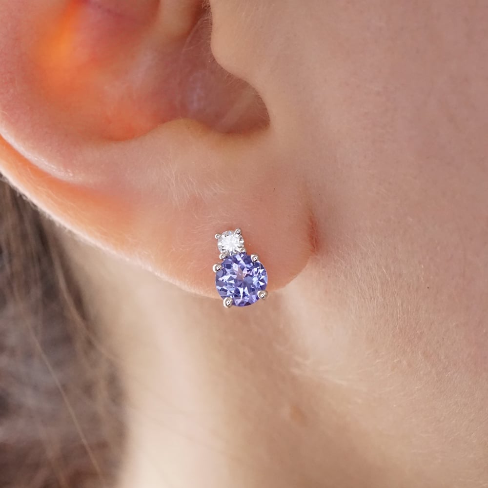 Tanzanite earrings with diamonds
