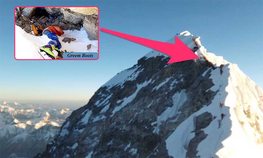 Green boots on the Everest climb