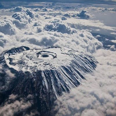 The Ultimate Bond villain’s lair?….no, just an aerial view of Mount Kilimanjaro