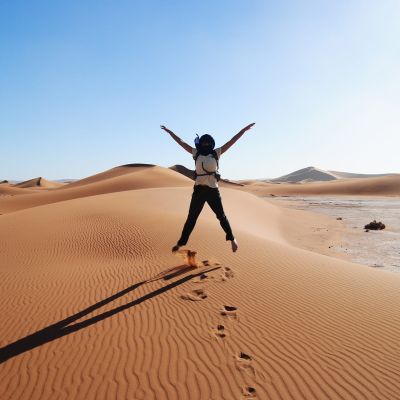 Hiking in the Sahara Desert