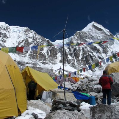 Camping and sleeping in tents along the Everest basecamp Routes