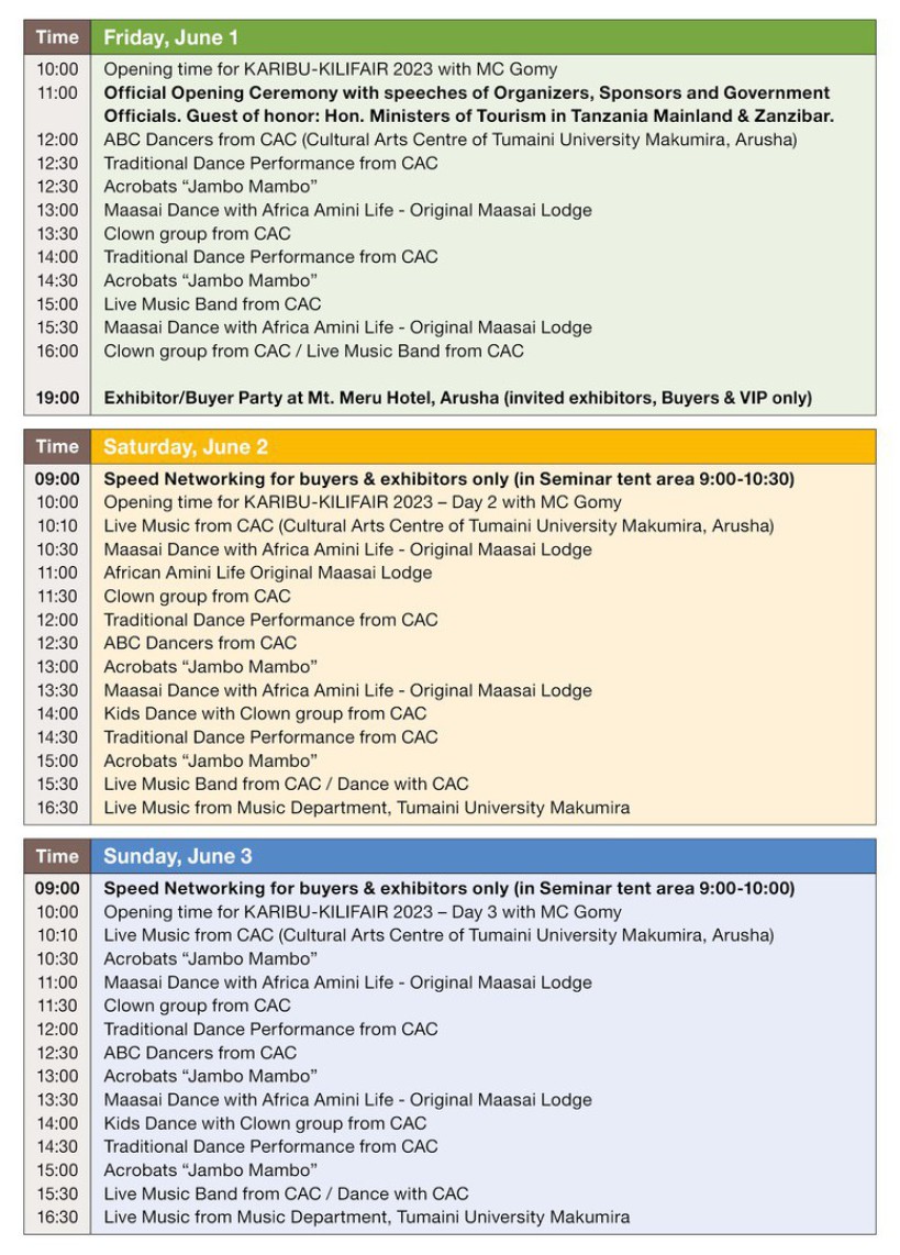 Here is the program schedule for the event