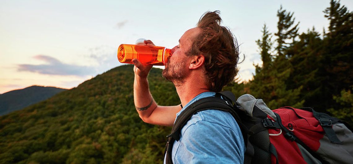 Drinking water mountain hike