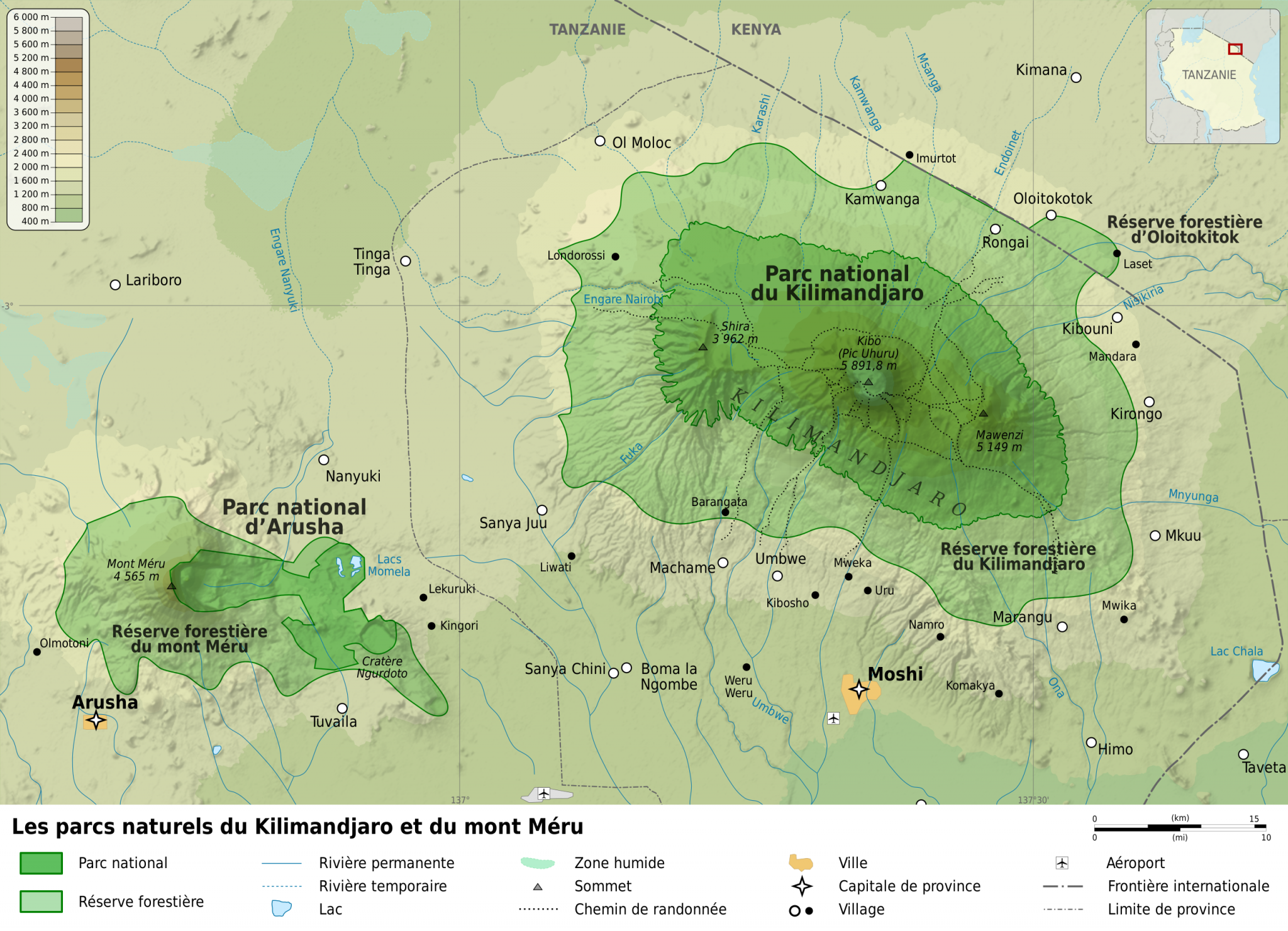Mount Kilimanjaro Map, Google, Satellite, 3D and all Kilimanjaro route maps