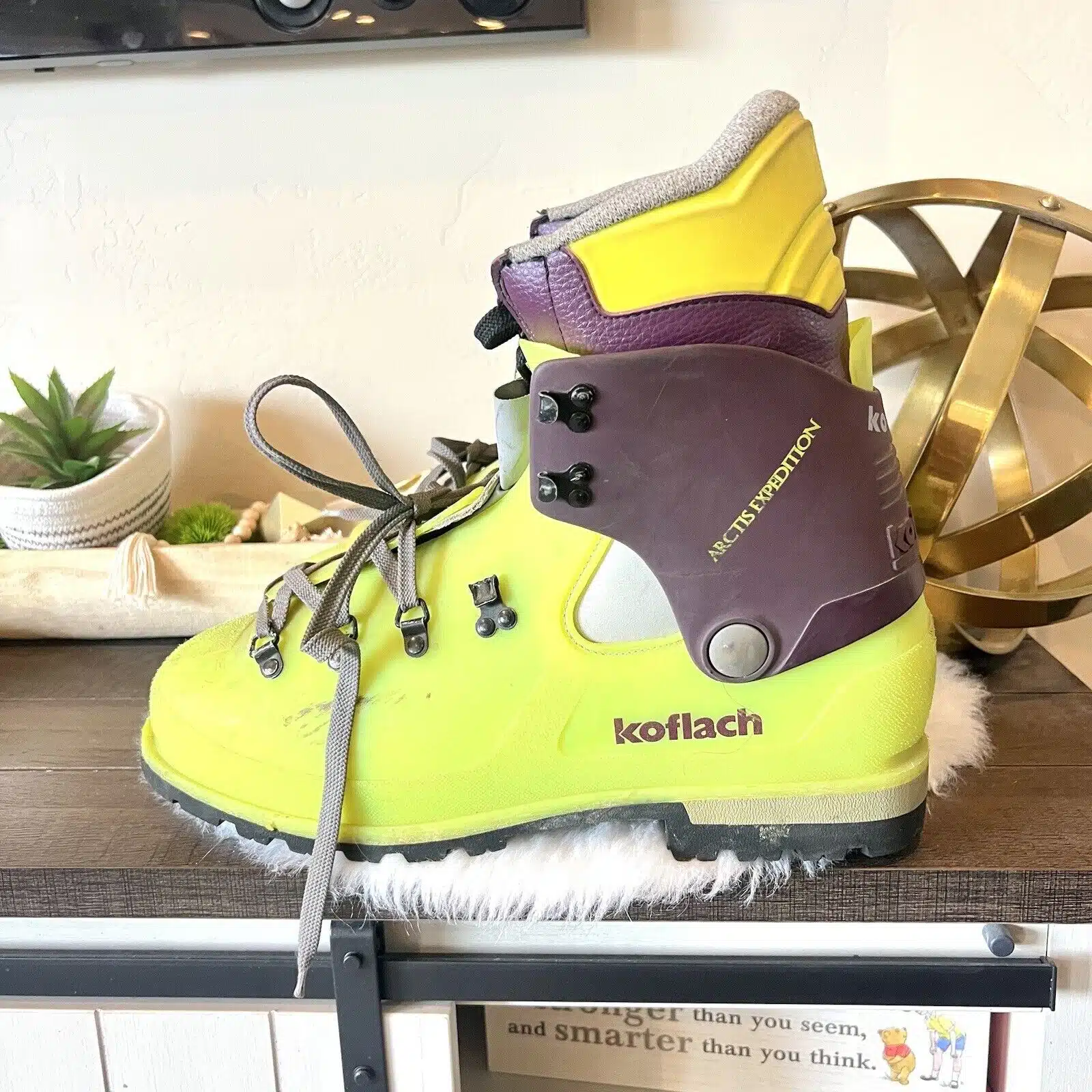 Green Koflach Arctis expedition mountaineering boots Yellow