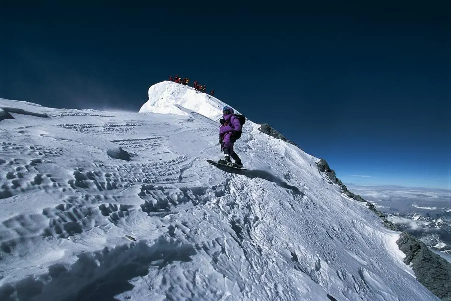 Marco Siffredi Snow boarding down Everest