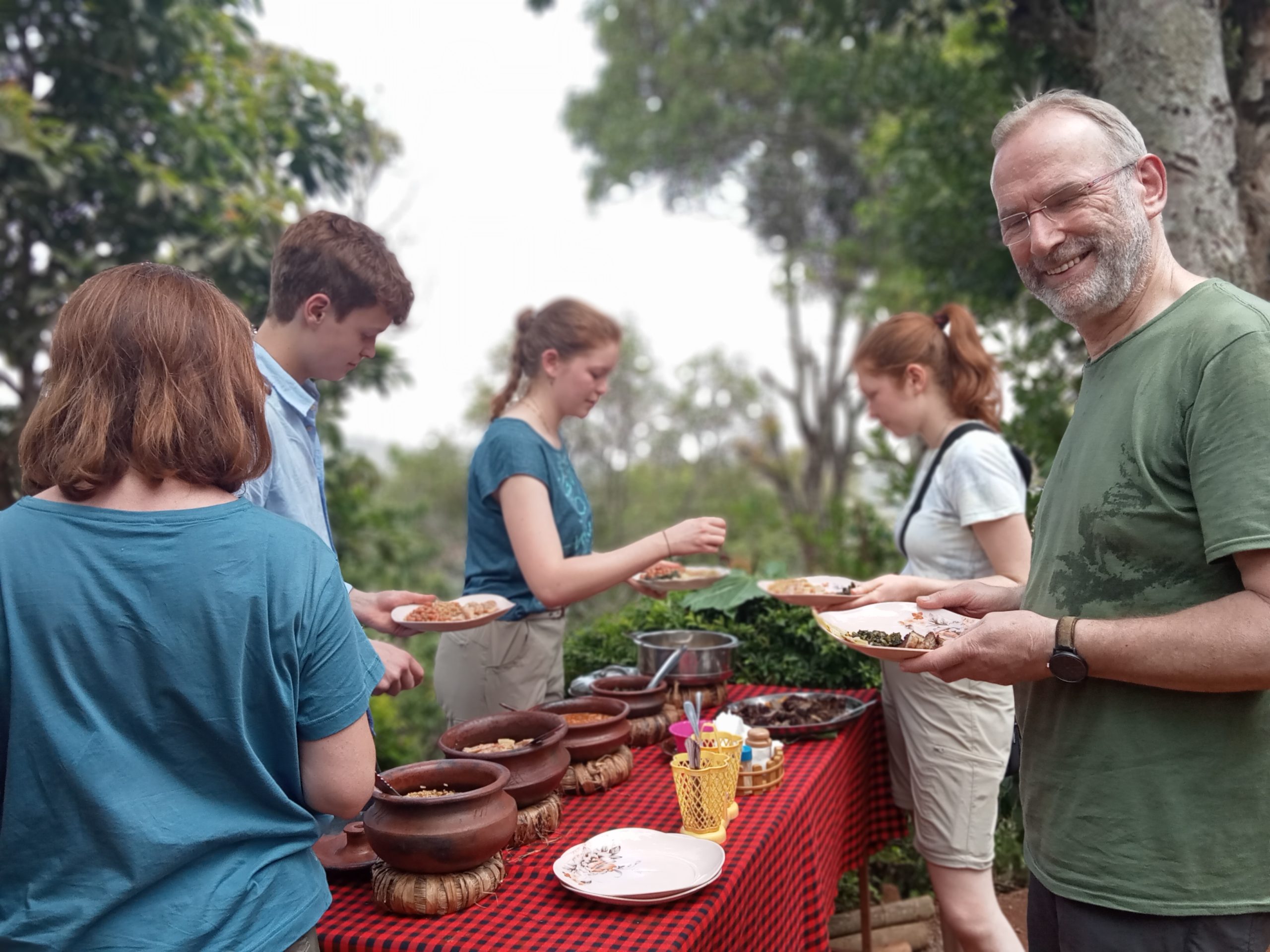 enjoying local delicacies in Moshi