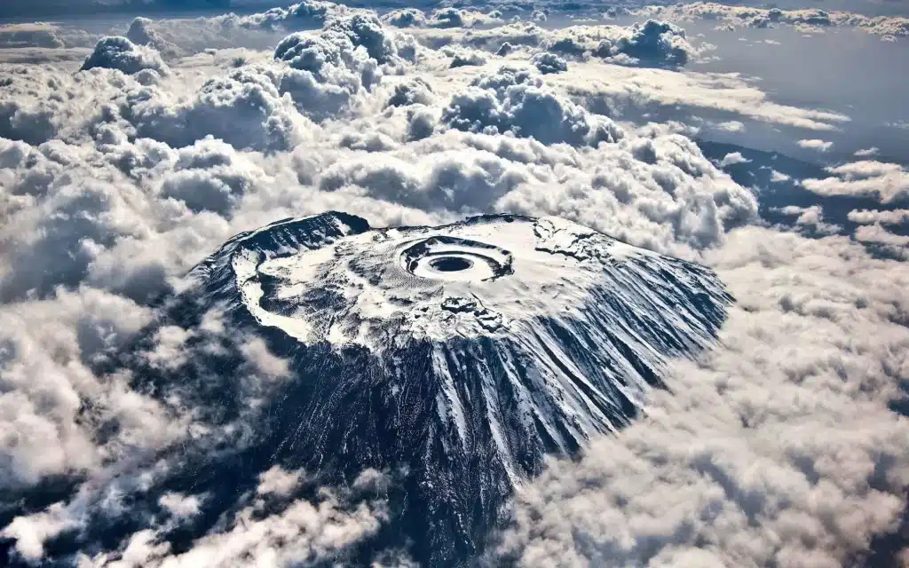 snow and ice on the summit of Kilimanjaro