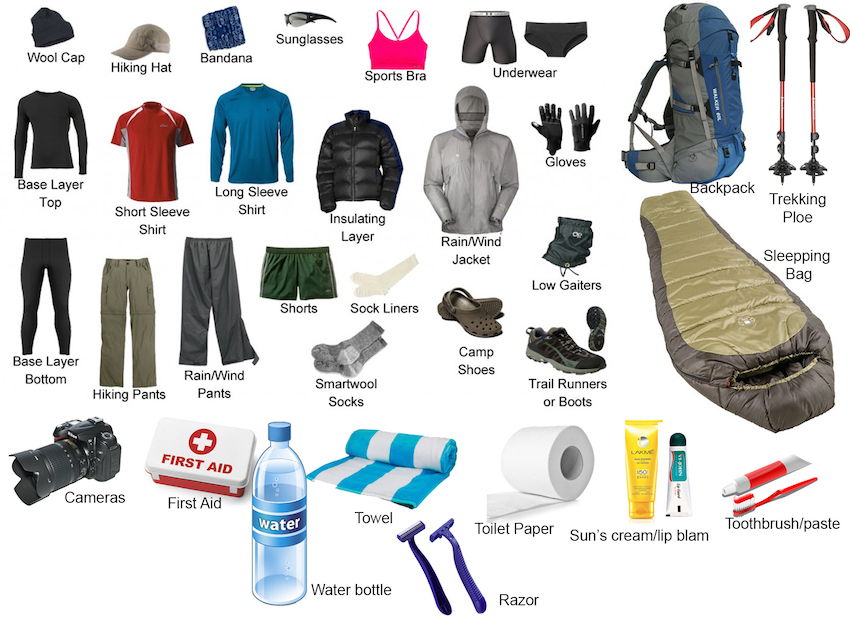 Everest base Camp packing list