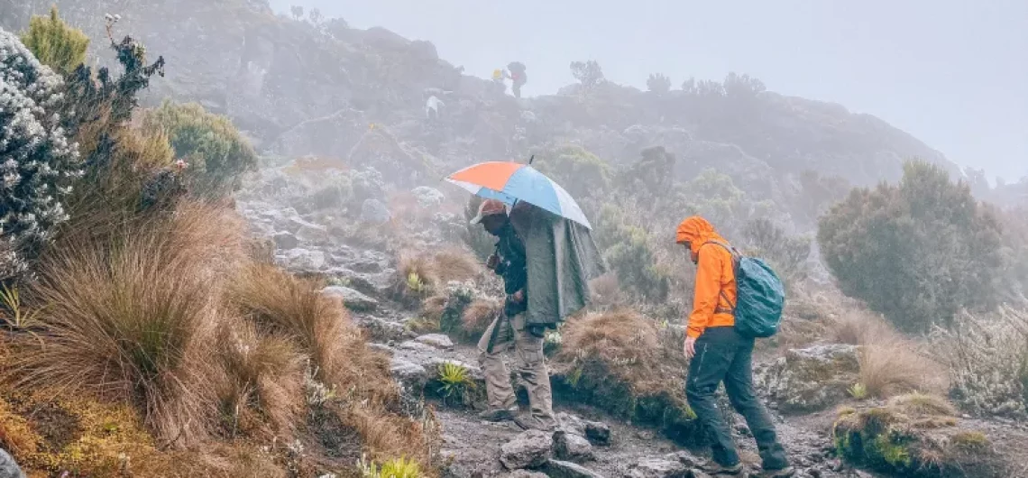 Raining on Mount Kilimanjaro