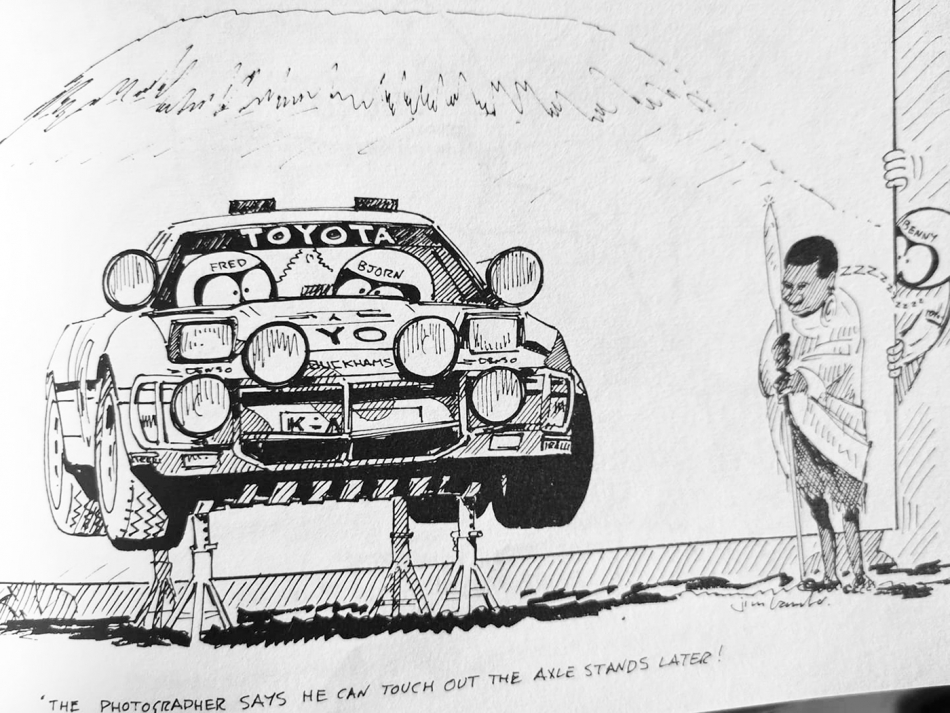 cartoon drawing of the safari rally